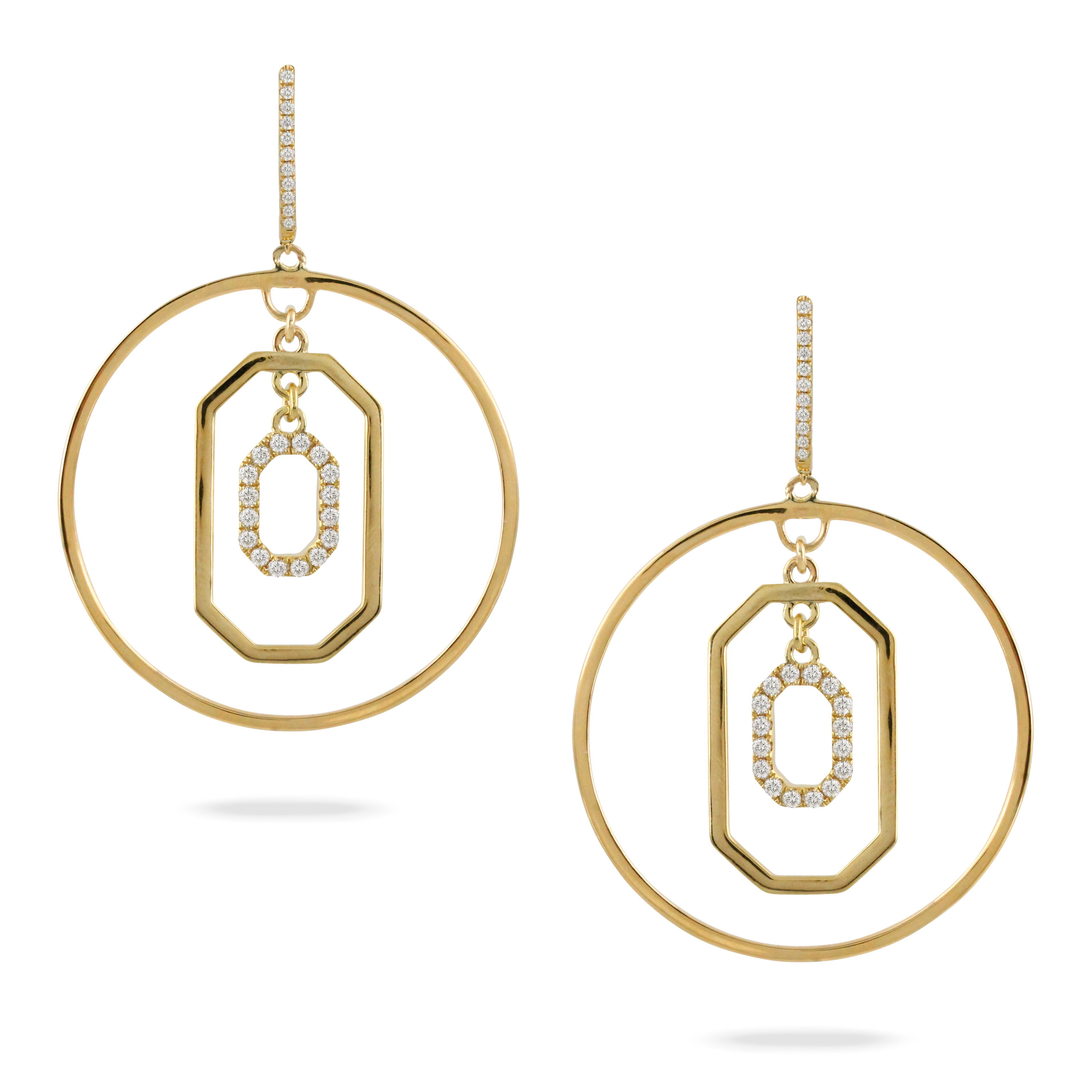 Diamond 18K Yellow Gold Triple Drop Earrings