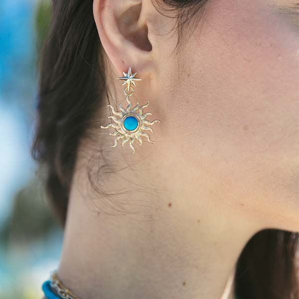 Jane Win STRONG Sun Rays Earrings with Turquoise