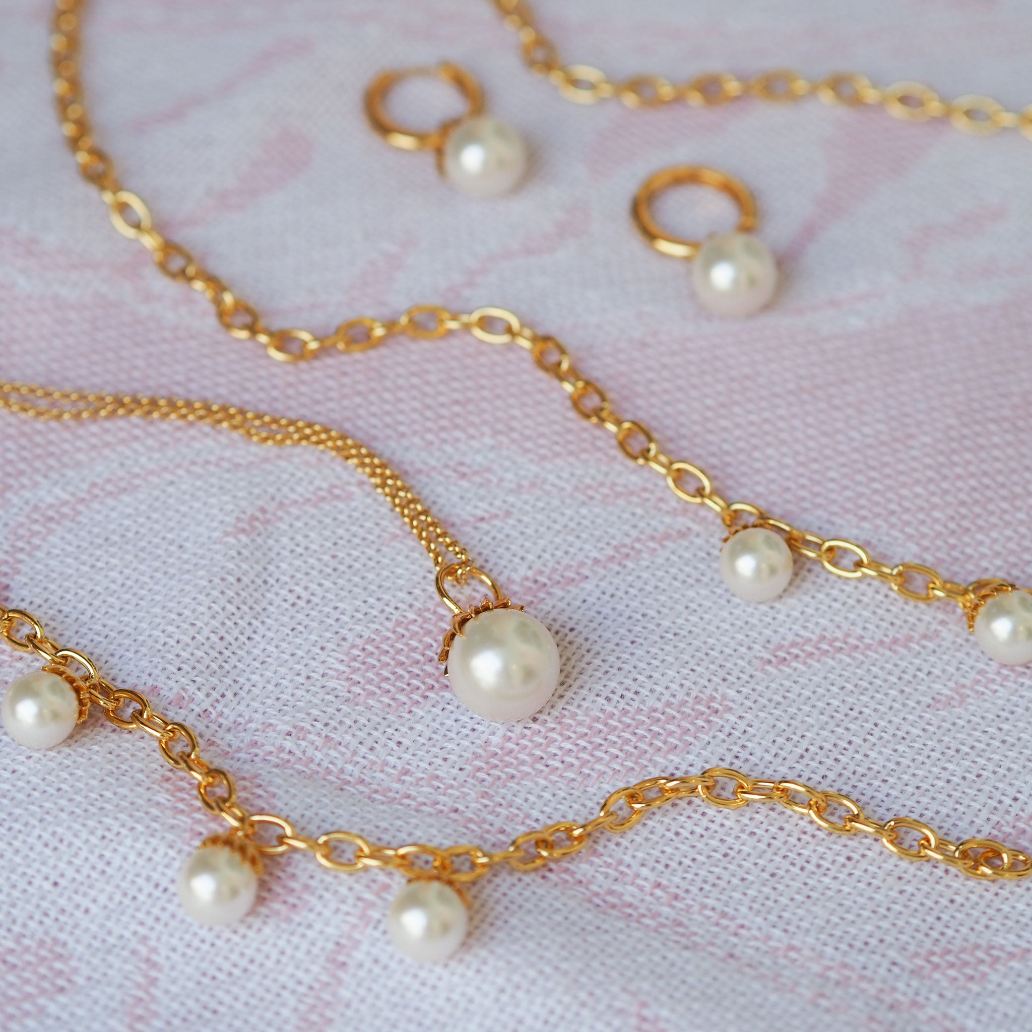 Goldbug Palm Pearl Station Necklace