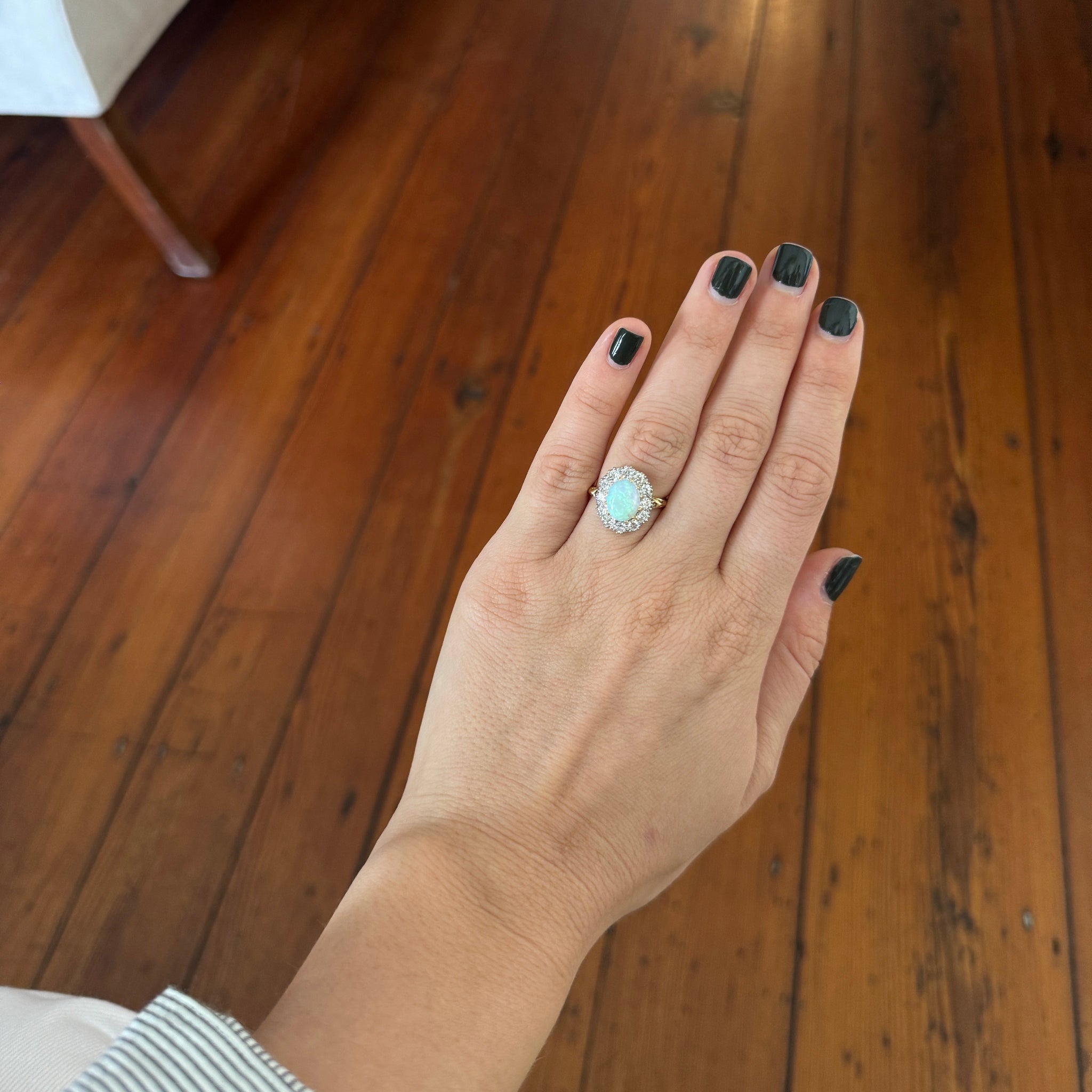 Victorian Style 1.60ct Opal & Diamond Cluster Ring