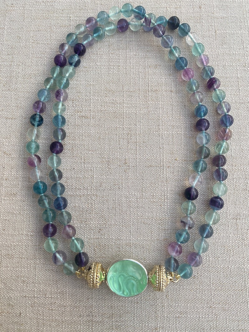 Clara Williams Victoire Multi-Colored Fluorite 8mm Double Strand Necklace