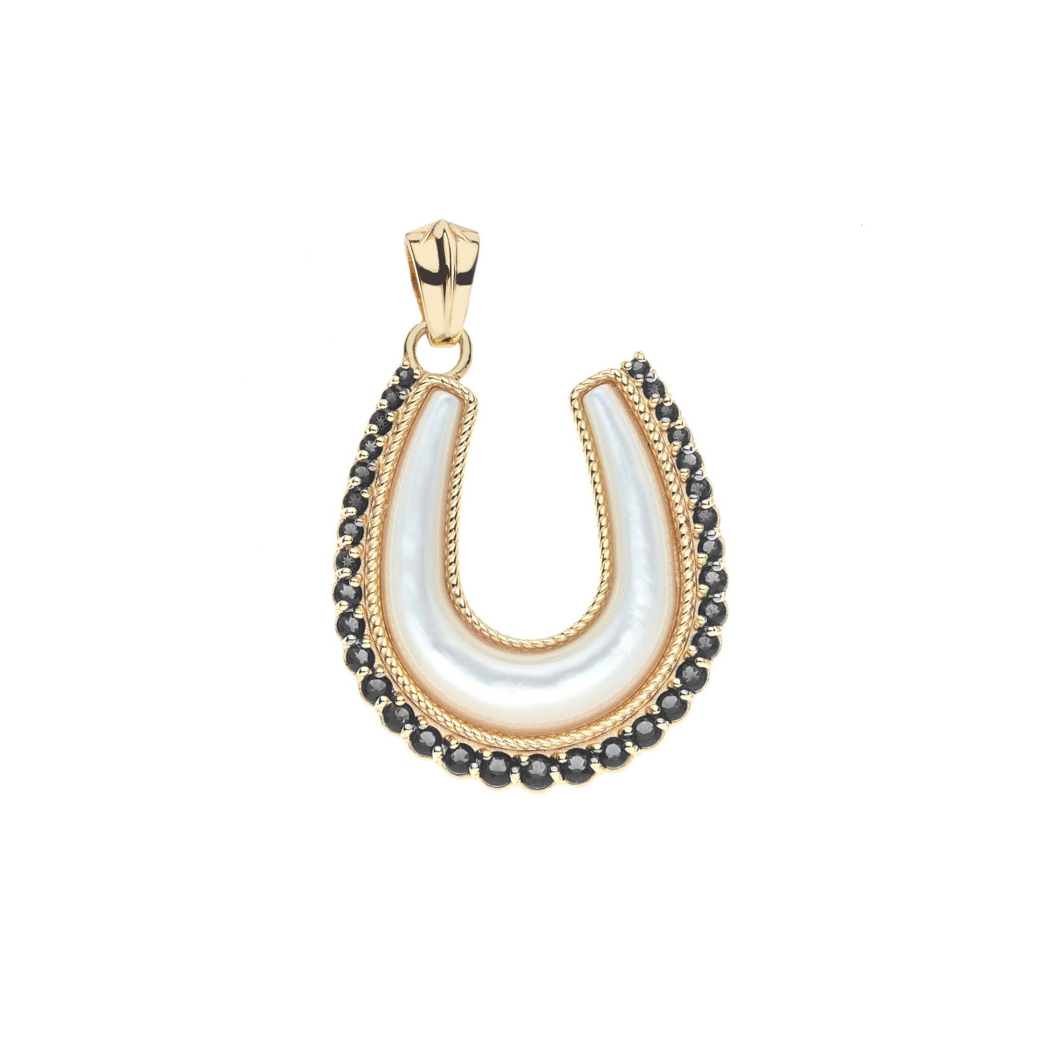 Jane Win Feeling Lucky Mother of Pearl Horseshoe Pendant Necklace