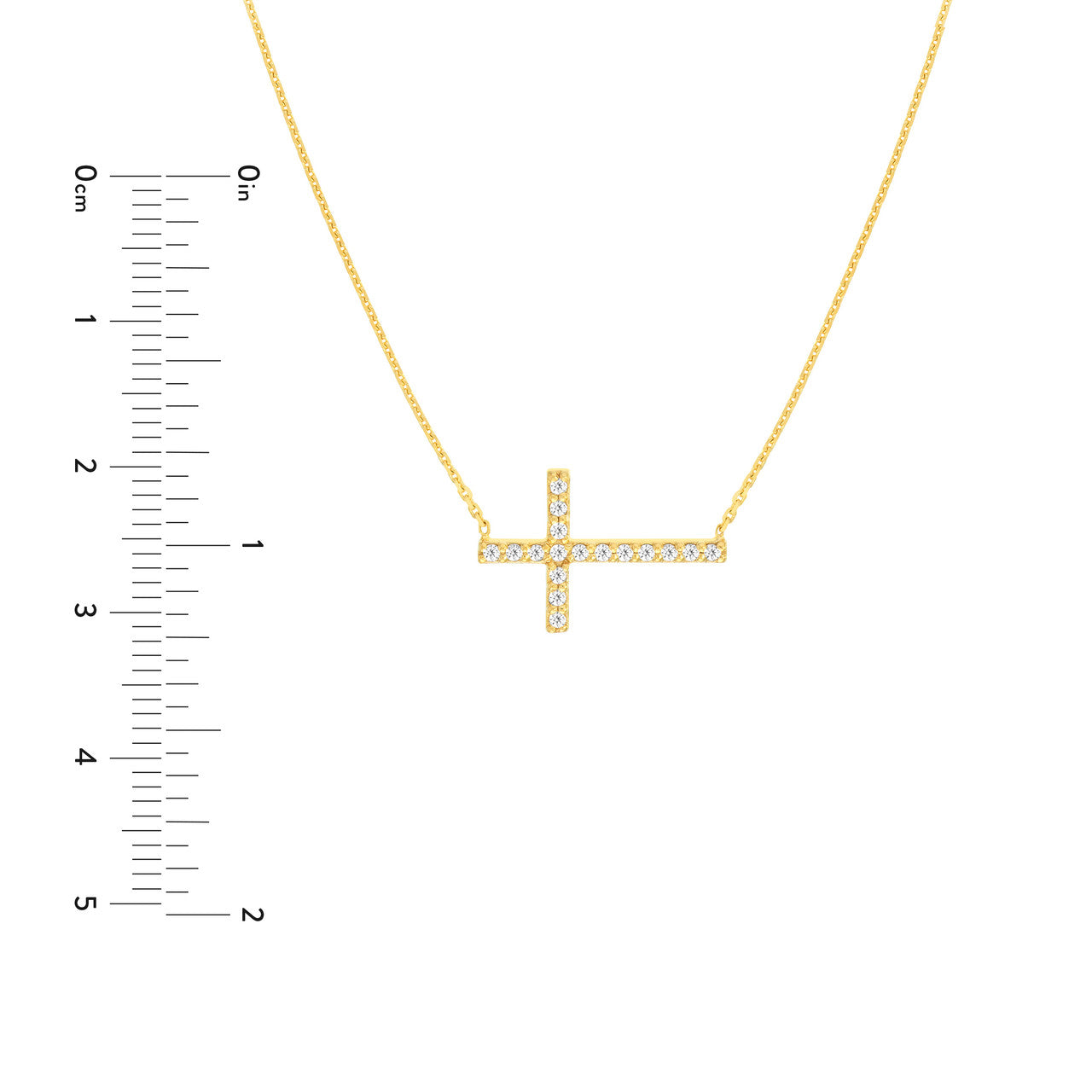 .16ctw Diamond Sideways Cross 14K Yellow Gold Necklace