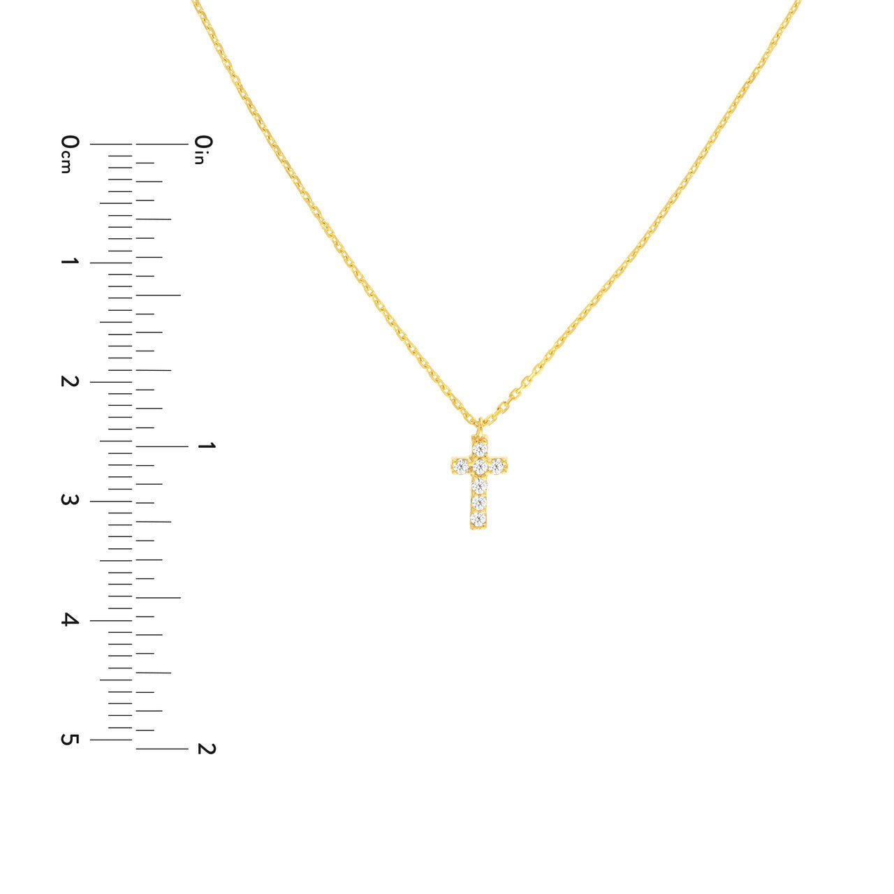 .06ctw Diamond Mini Cross 14K Yellow Gold Pendant Necklace