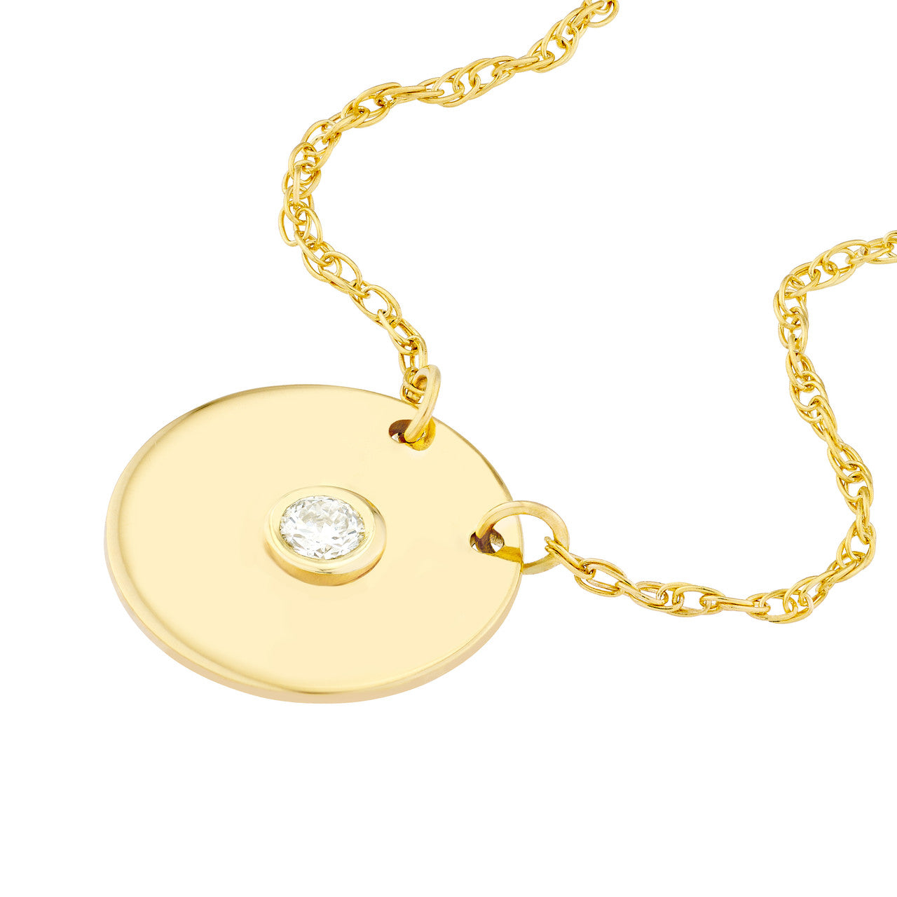 Diamond 14K Yellow Gold Disk Necklace