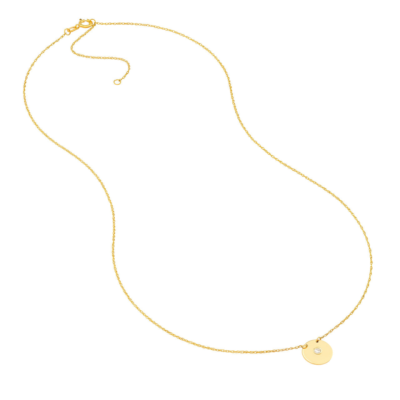 Diamond 14K Yellow Gold Disk Necklace