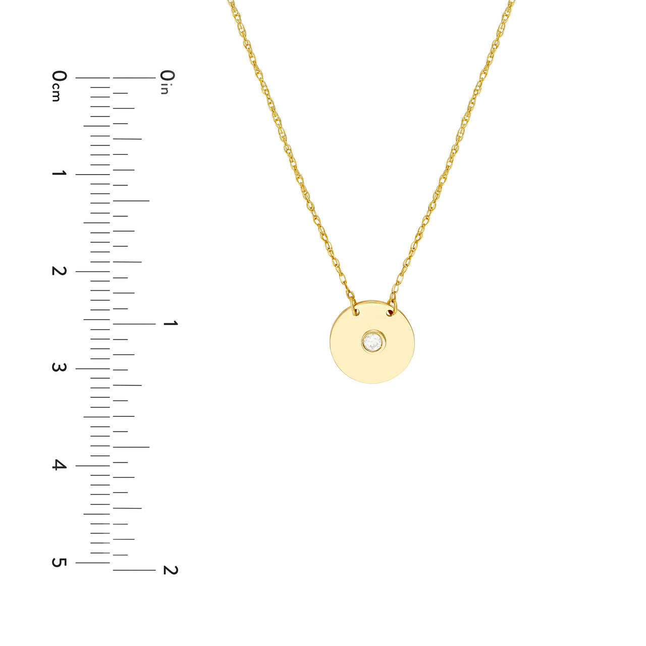 Diamond 14K Yellow Gold Disk Necklace