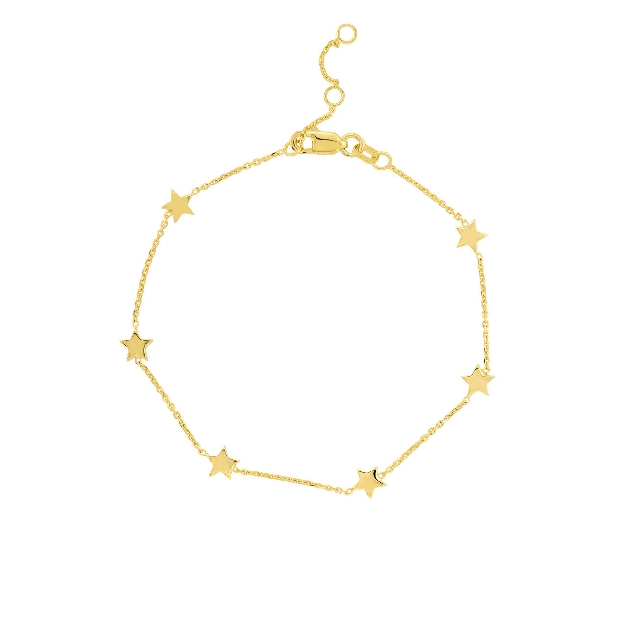 14K Yellow Gold Mini Star Station Bracelet