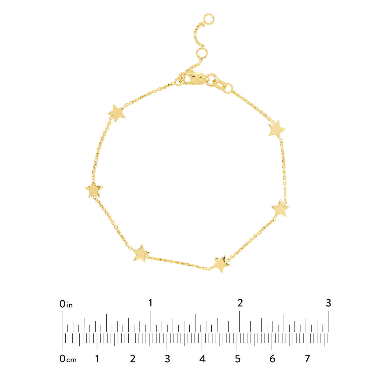 14K Yellow Gold Mini Star Station Bracelet