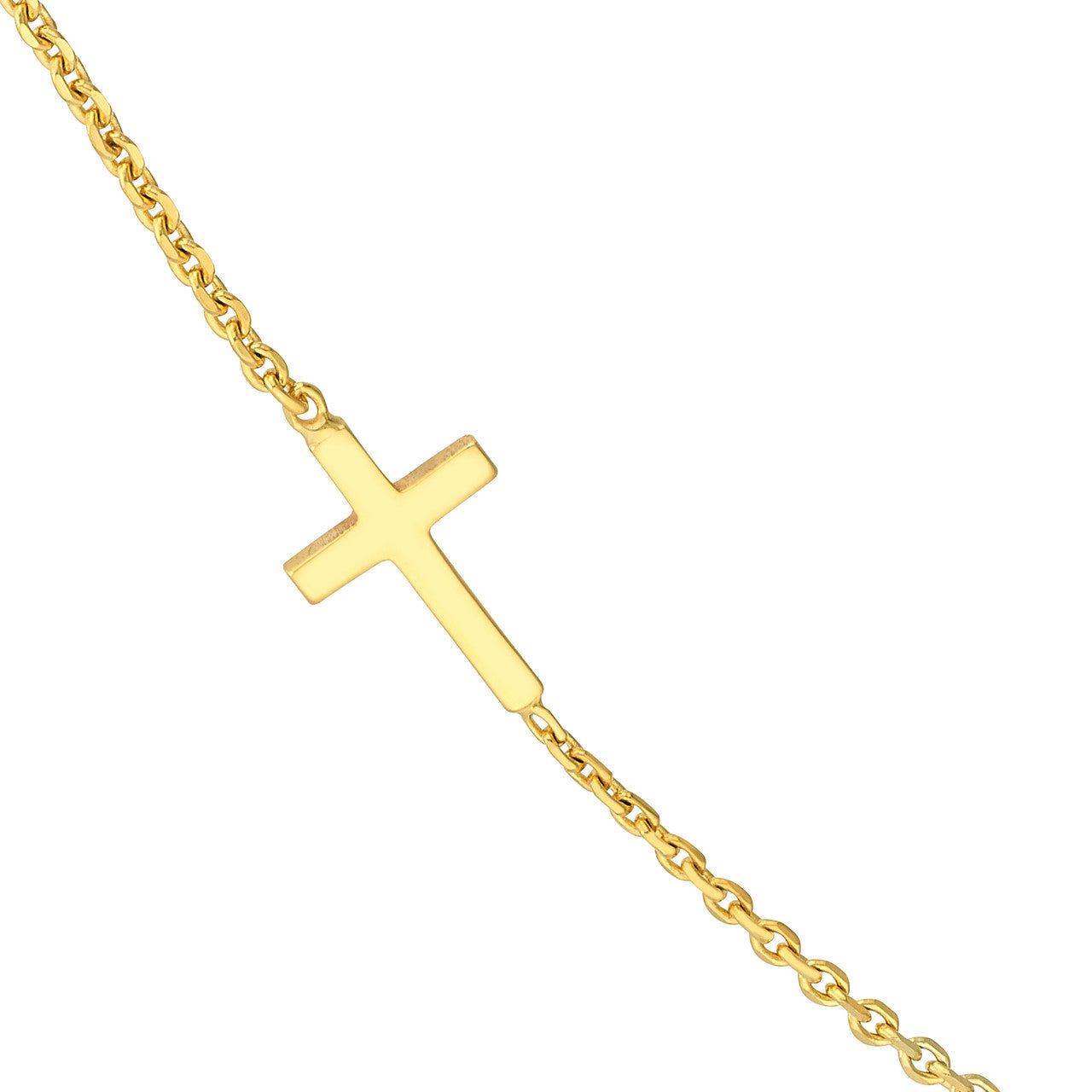 14K Yellow Gold Mini Cross Station Necklace