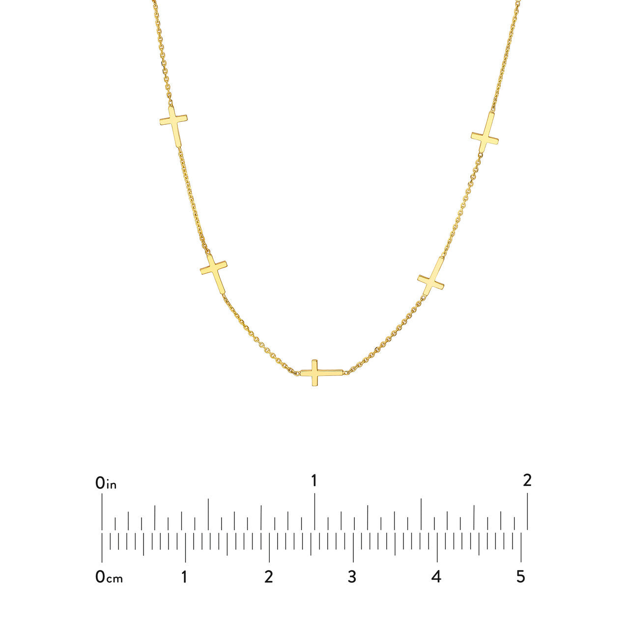 14K Yellow Gold Mini Cross Station Necklace