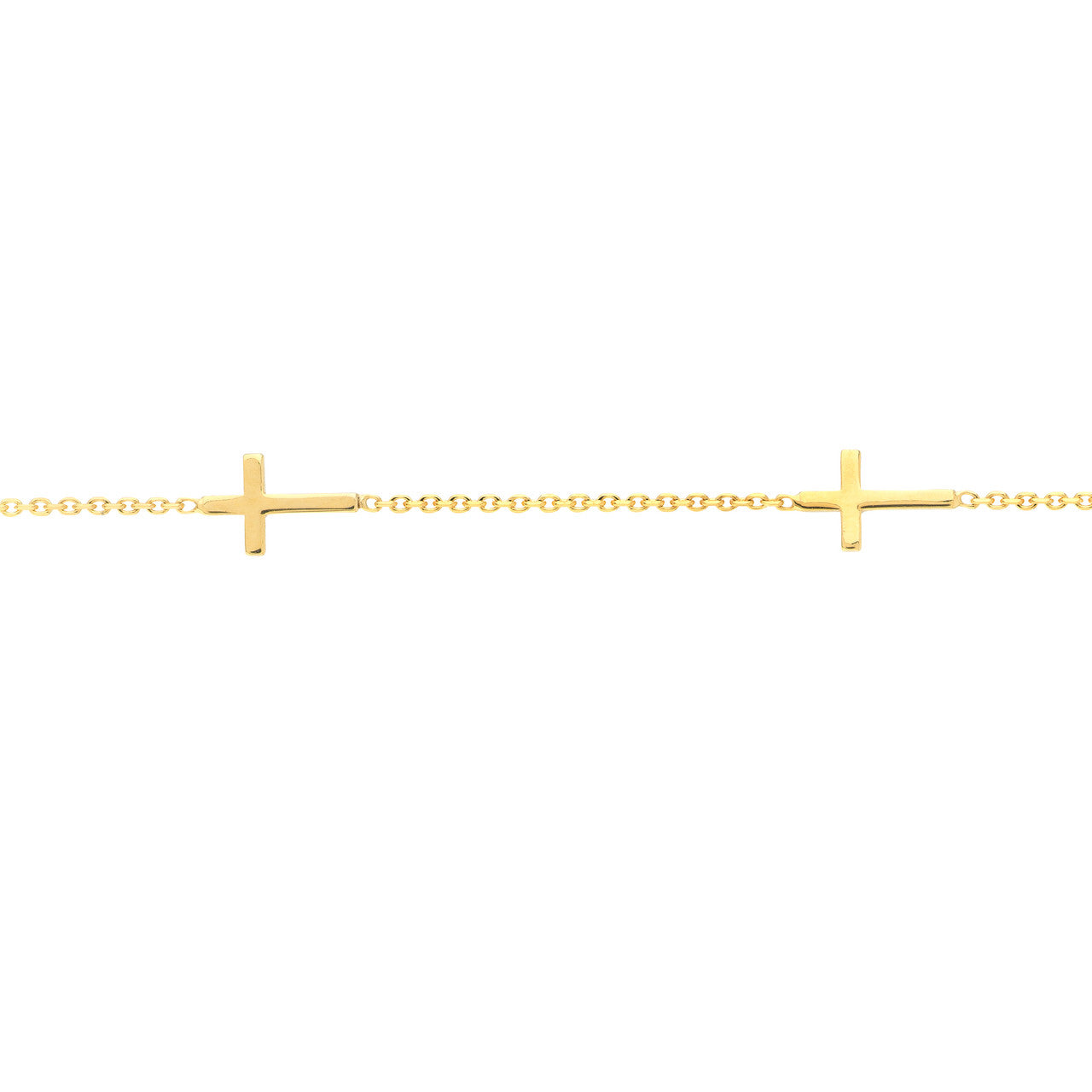 14K Yellow Gold Mini Cross Station Bracelet