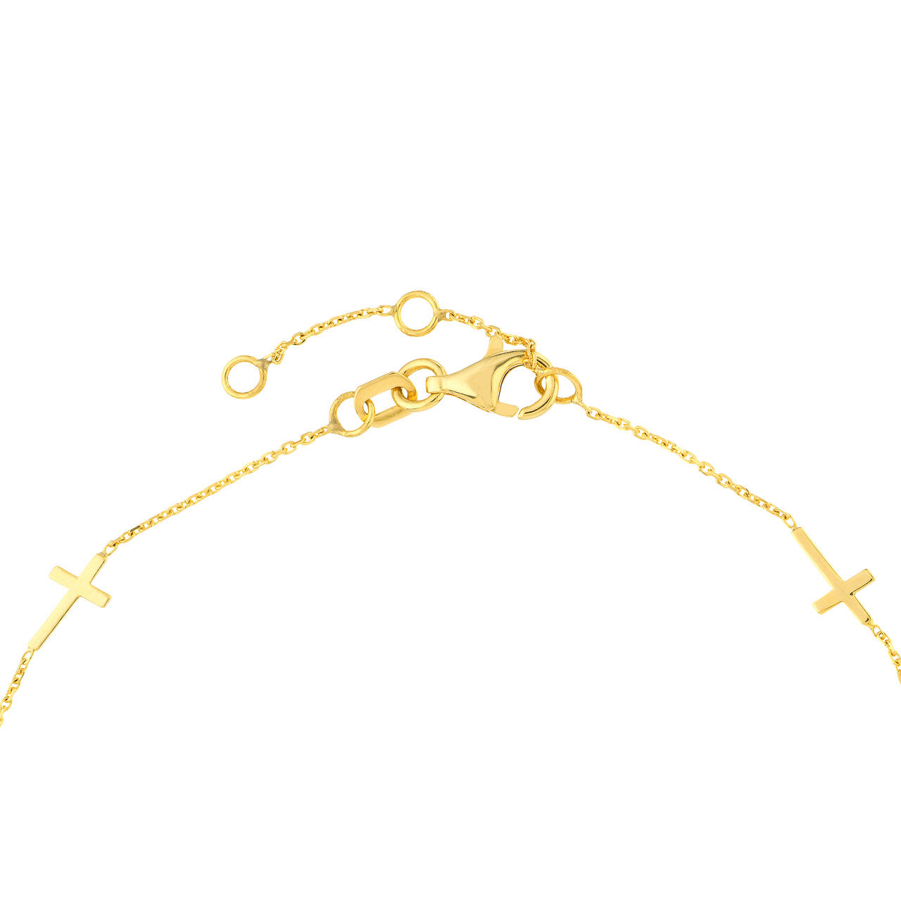 14K Yellow Gold Mini Cross Station Bracelet