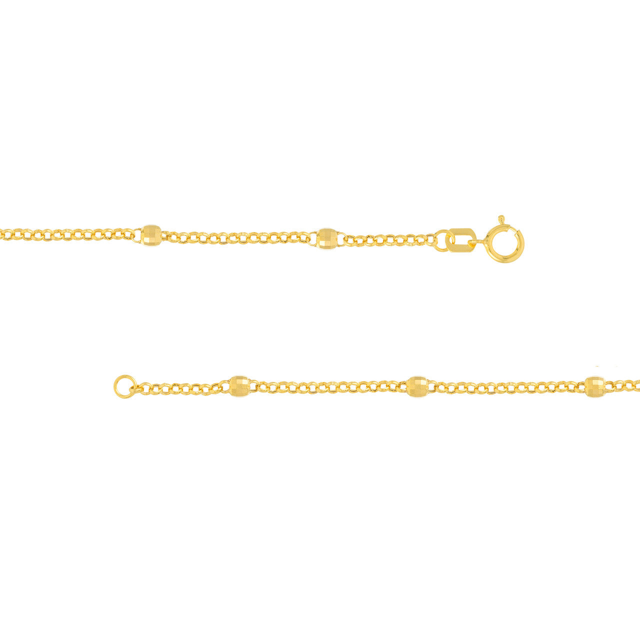 14K Yellow Gold 3mm Disco Bead Rolo Chain Necklace