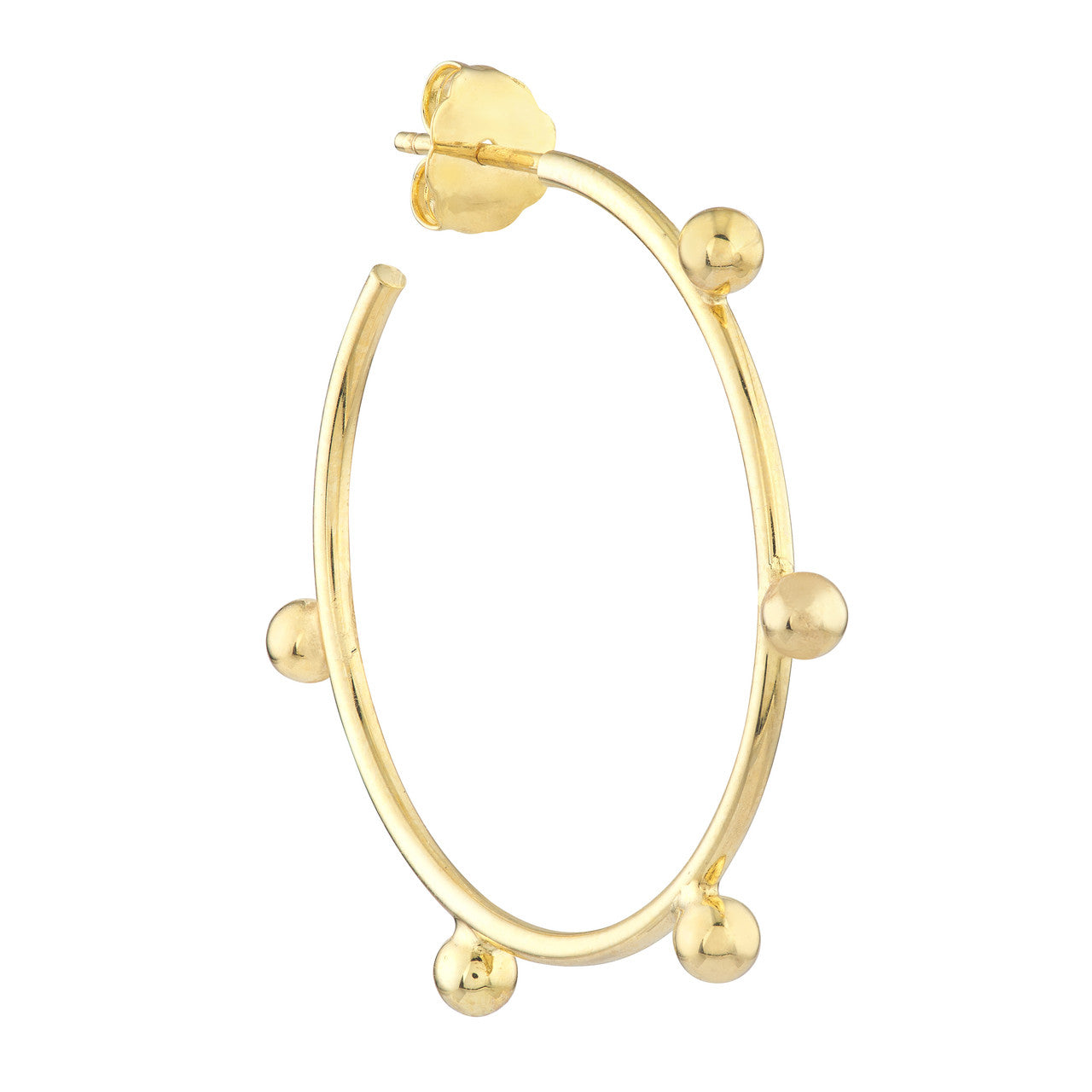 14K Yellow Gold Round Beaded Wire Hoop Earrings