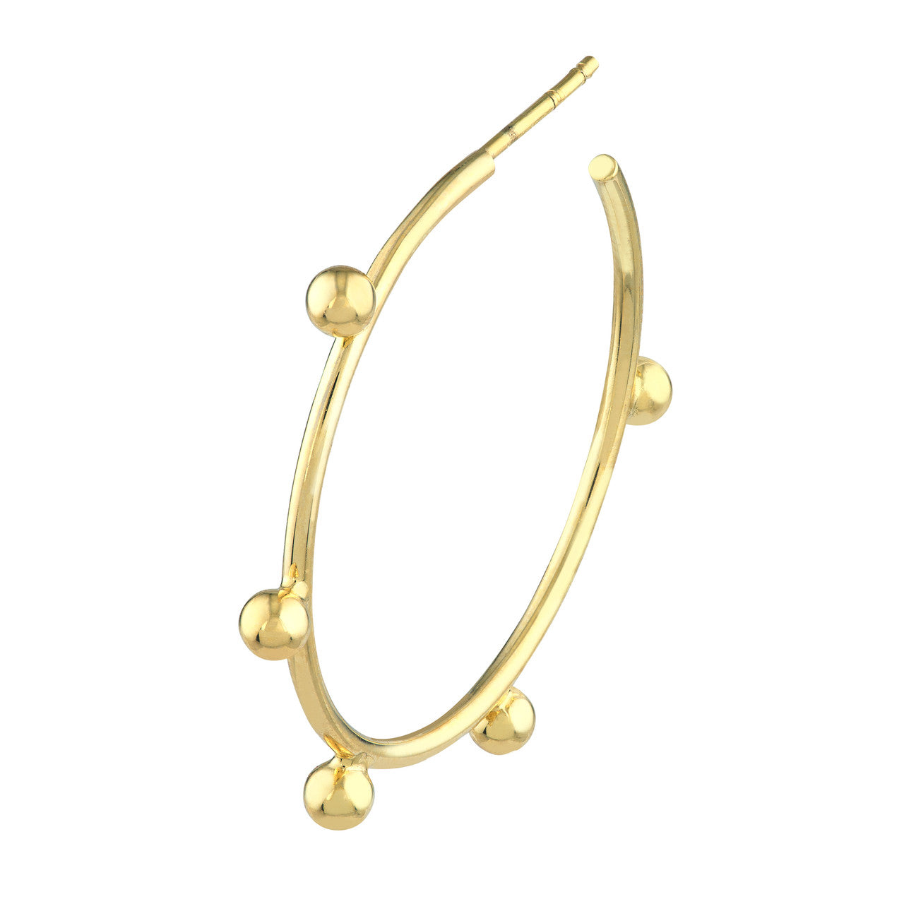 14K Yellow Gold Round Beaded Wire Hoop Earrings