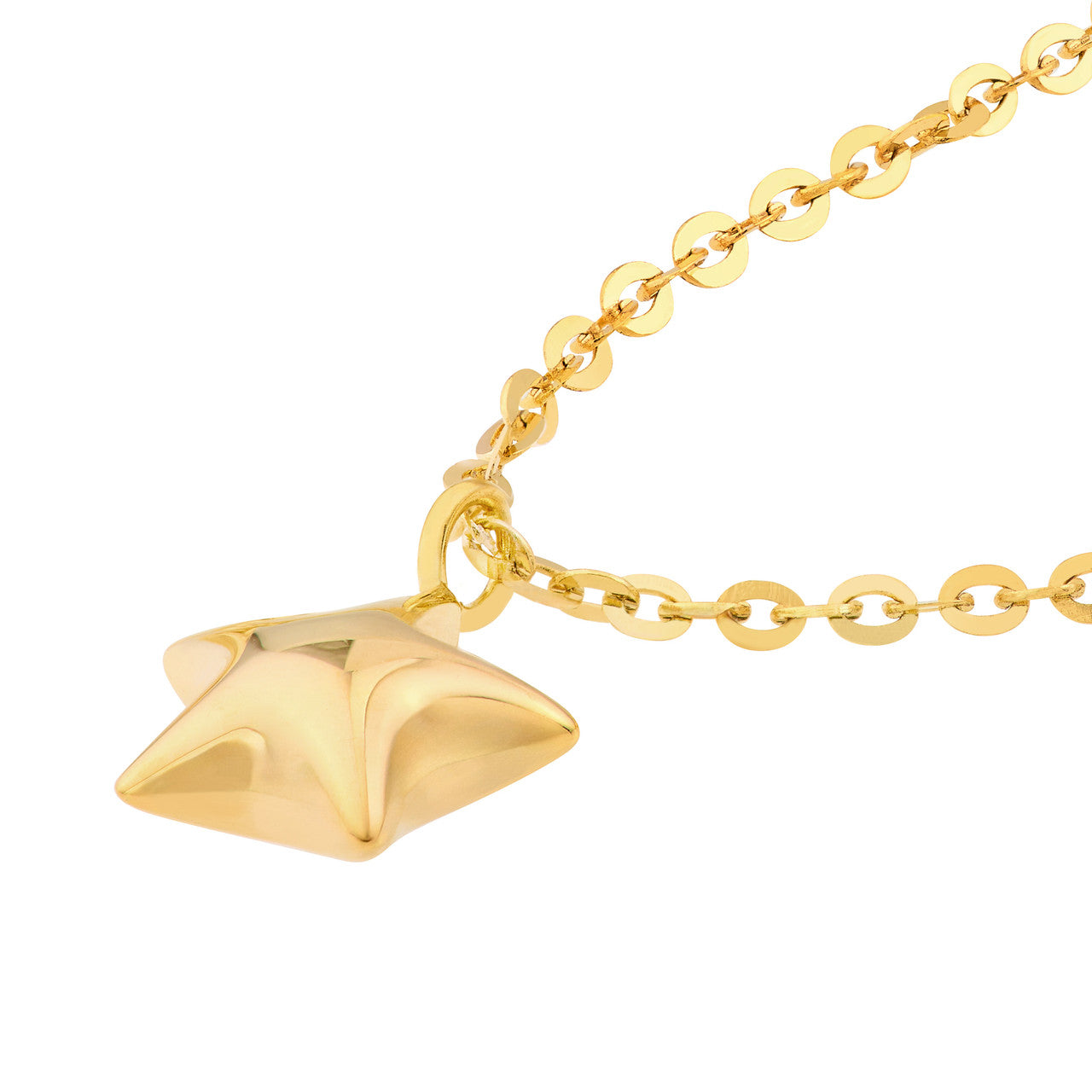 Child 14K Yellow Gold Mini Puff Star Necklace