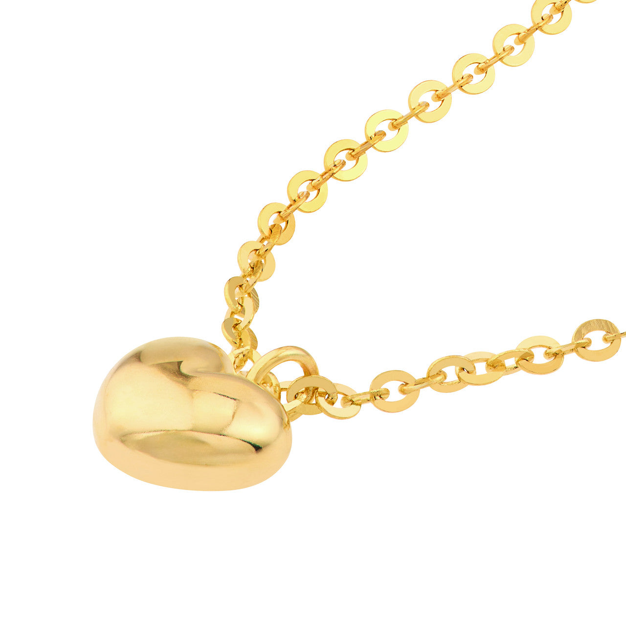 Child 14K Yellow Gold Mini Puff Heart Necklace