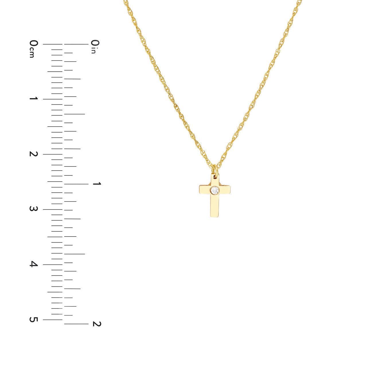 .10ctw Diamond Small Cross 14K Yellow Gold Pendant Necklace