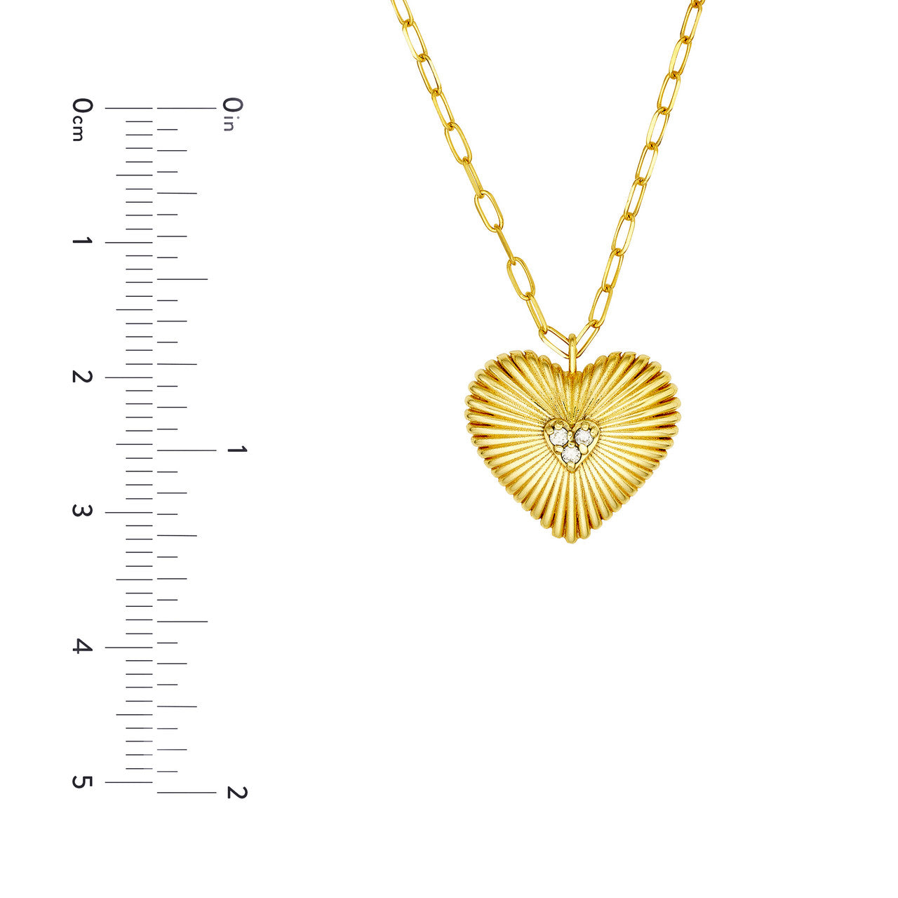 Diamond 14K Yellow Gold Radiant Heart Pendant Necklace