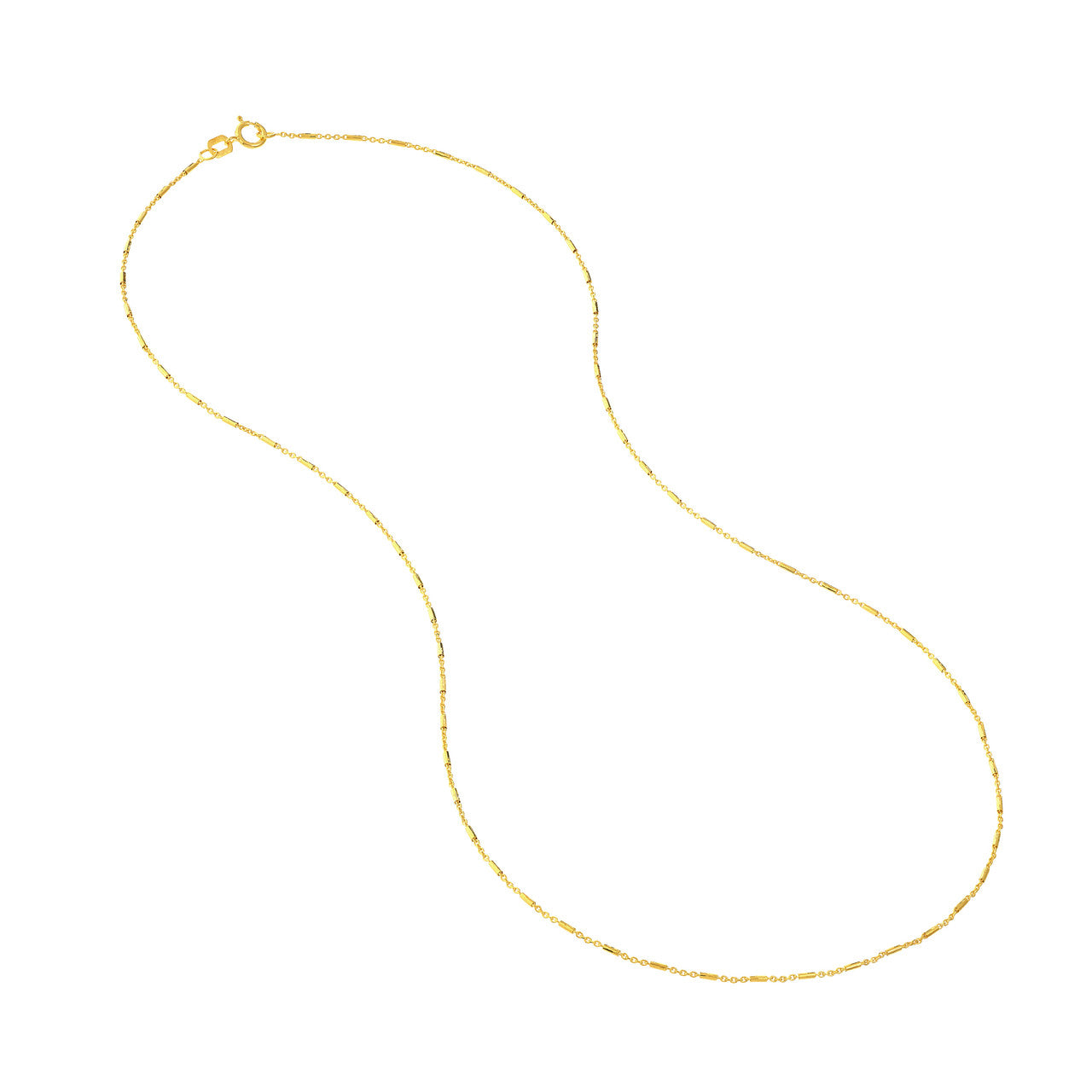 14K Yellow Gold Barrel Saturn Cable Chain Necklace