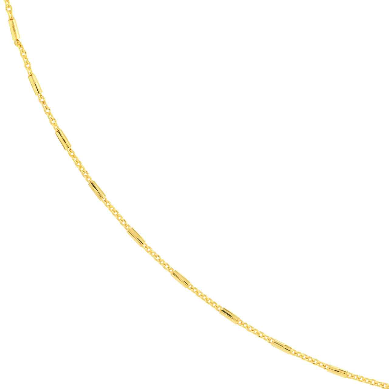 14K Yellow Gold Barrel Saturn Cable Chain Necklace