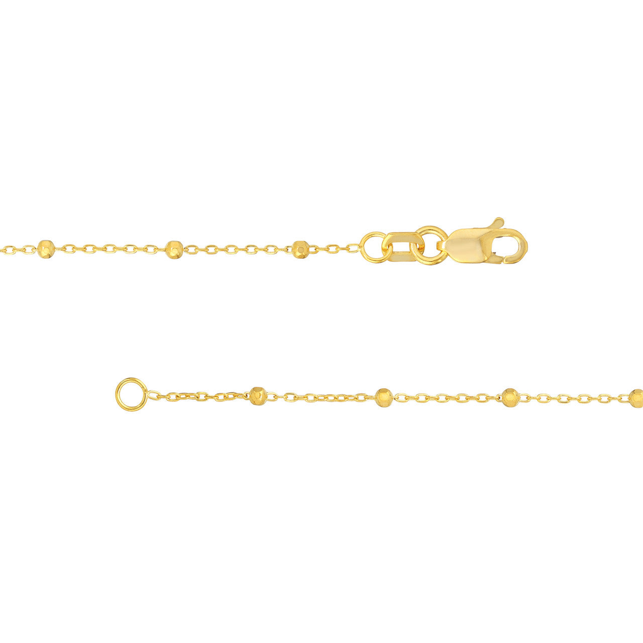 14K Yellow Gold Faceted Bead Saturn Chain Necklace