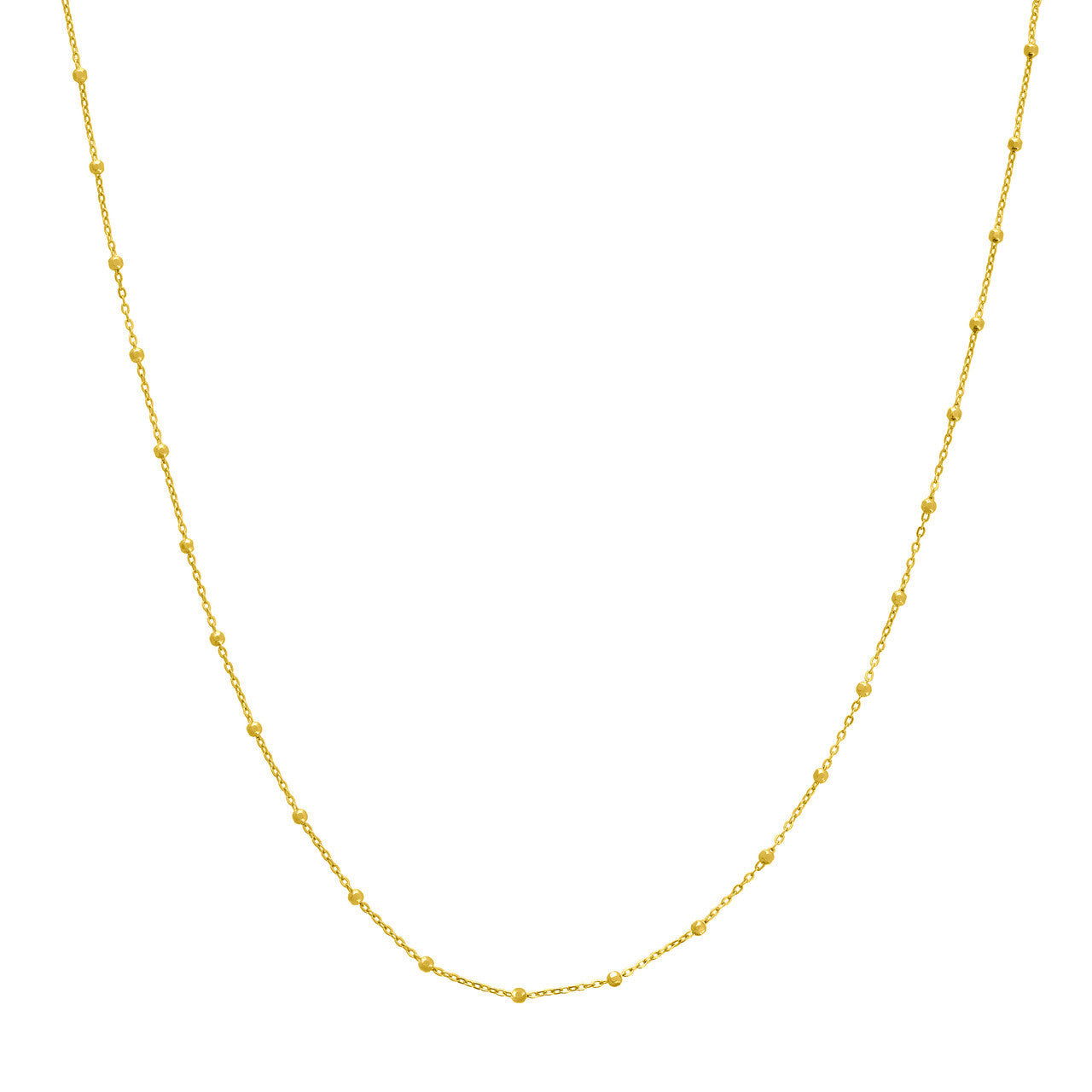 14K Yellow Gold Faceted Bead Saturn Chain Necklace