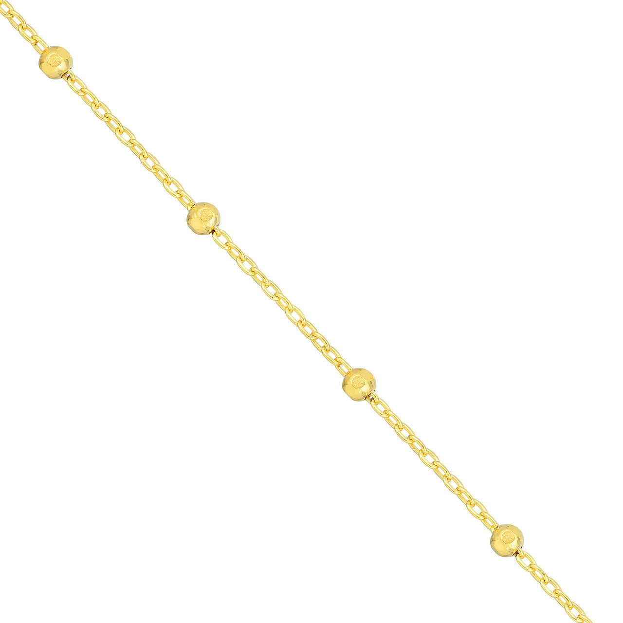 14K Yellow Gold Faceted Bead Saturn Chain Necklace