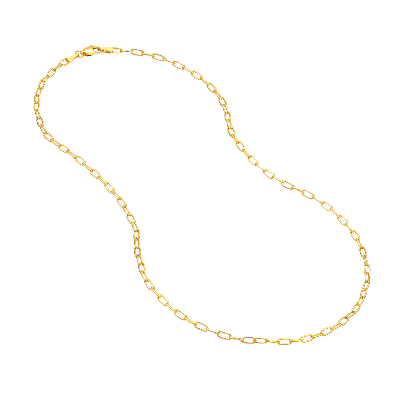 14K Yellow Gold 2.45mm Paperclip Chain Necklace