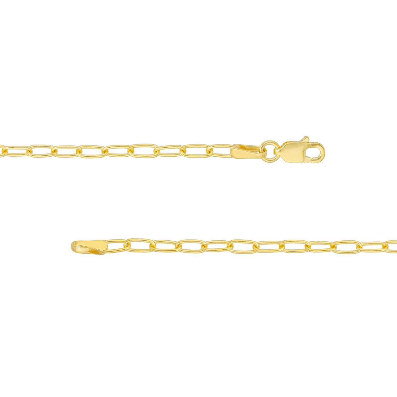 14K Yellow Gold 2.45mm Paperclip Chain Necklace