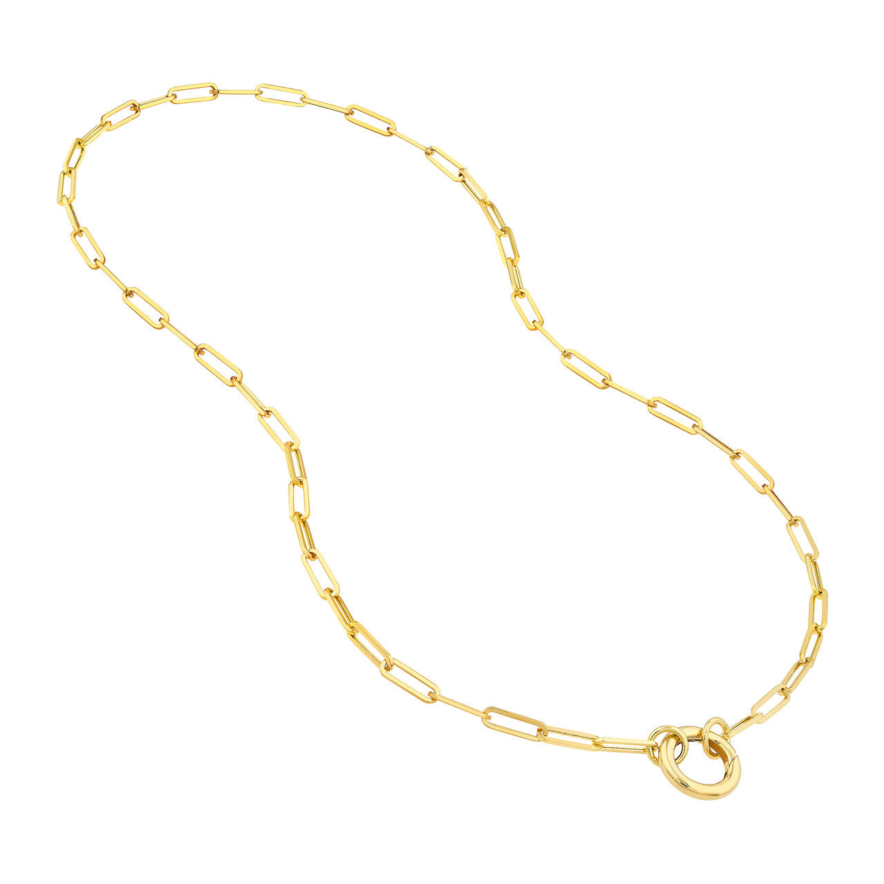 14K Yellow Gold 3.80mm Paperclip Split Chain Necklace