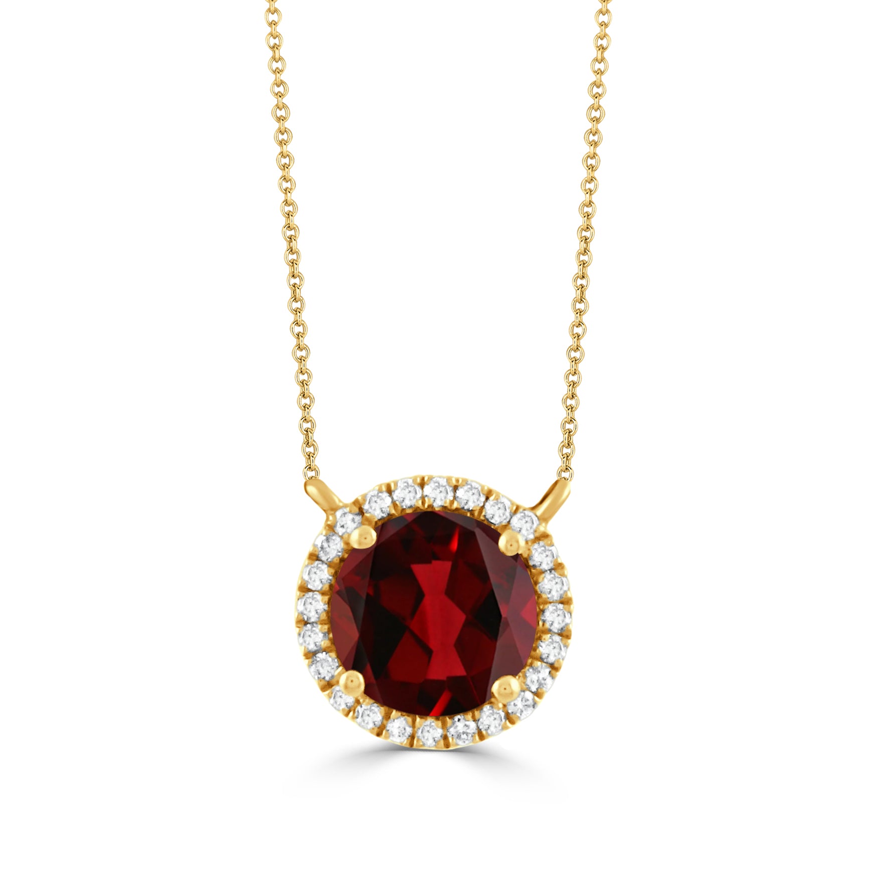 Garnet & Diamond 18K Yellow Gold Necklace