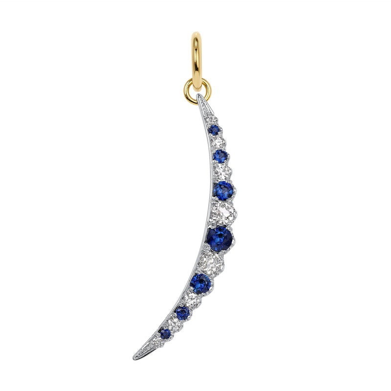 Single Stone Diamond & Sapphire Large Ophelia Pendant