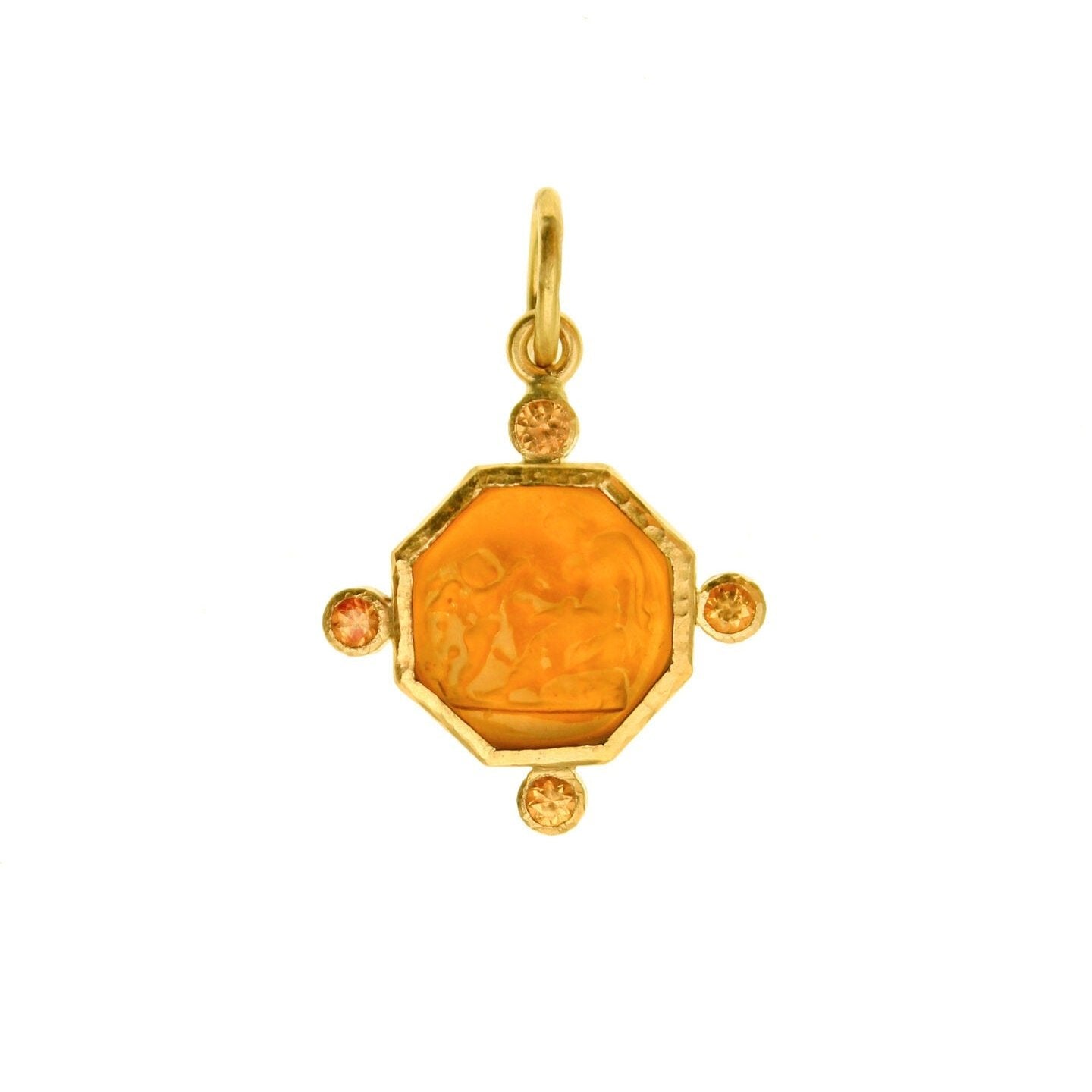 Elizabeth Locke Light Amber “Donna Putto” Jump Ring Pendant