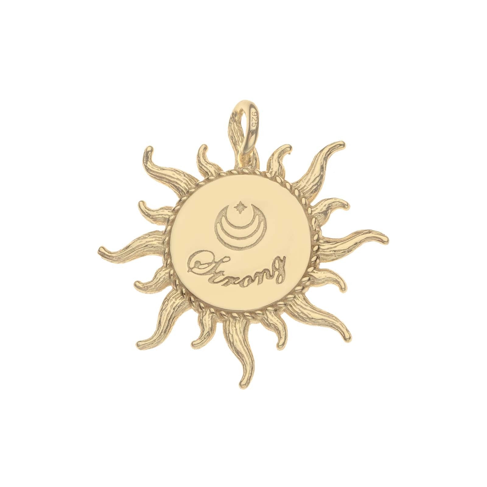 Jane Win STRONG Sun Rays Face Pendant Necklace