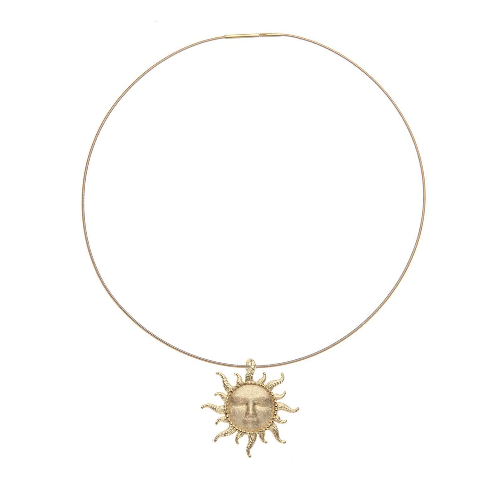 Jane Win STRONG Sun Rays Face Pendant Necklace