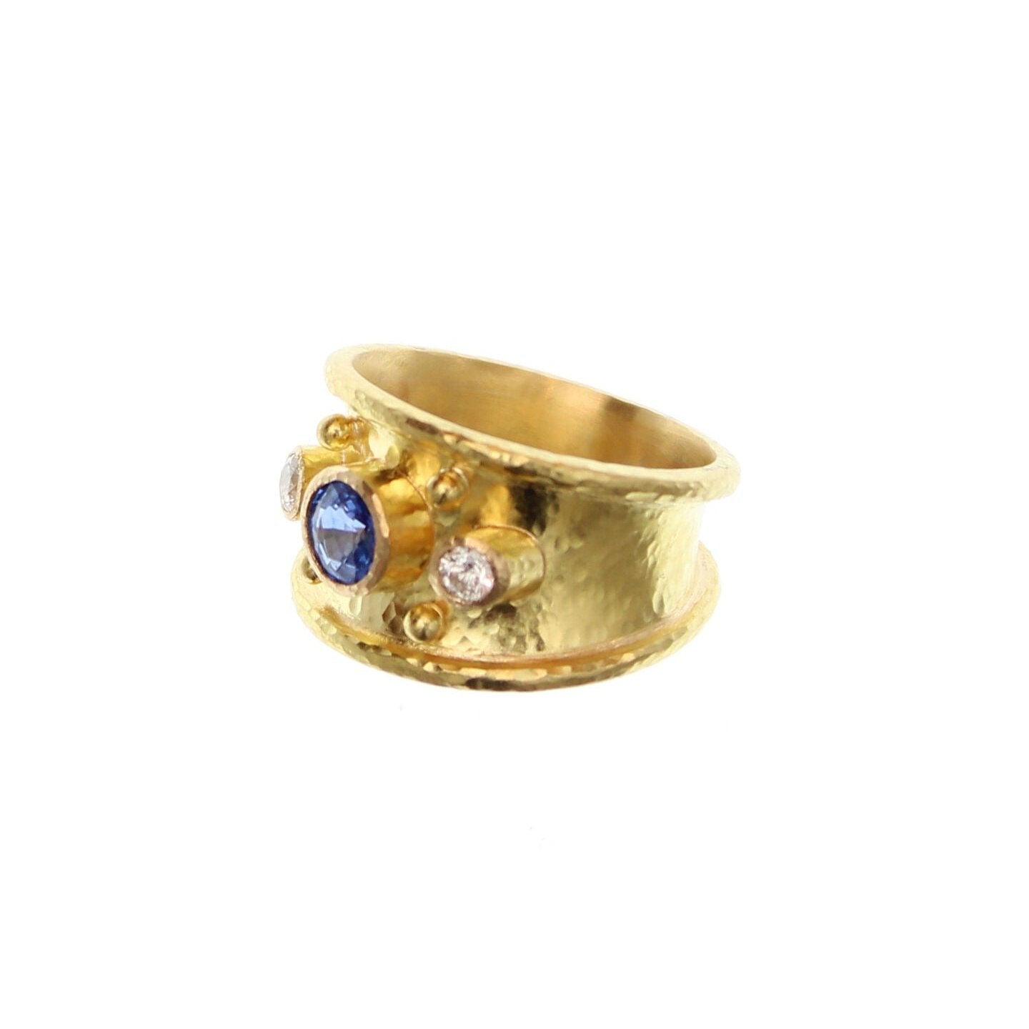 Elizabeth Locke Sapphire & Diamond Tapered Cigar Band