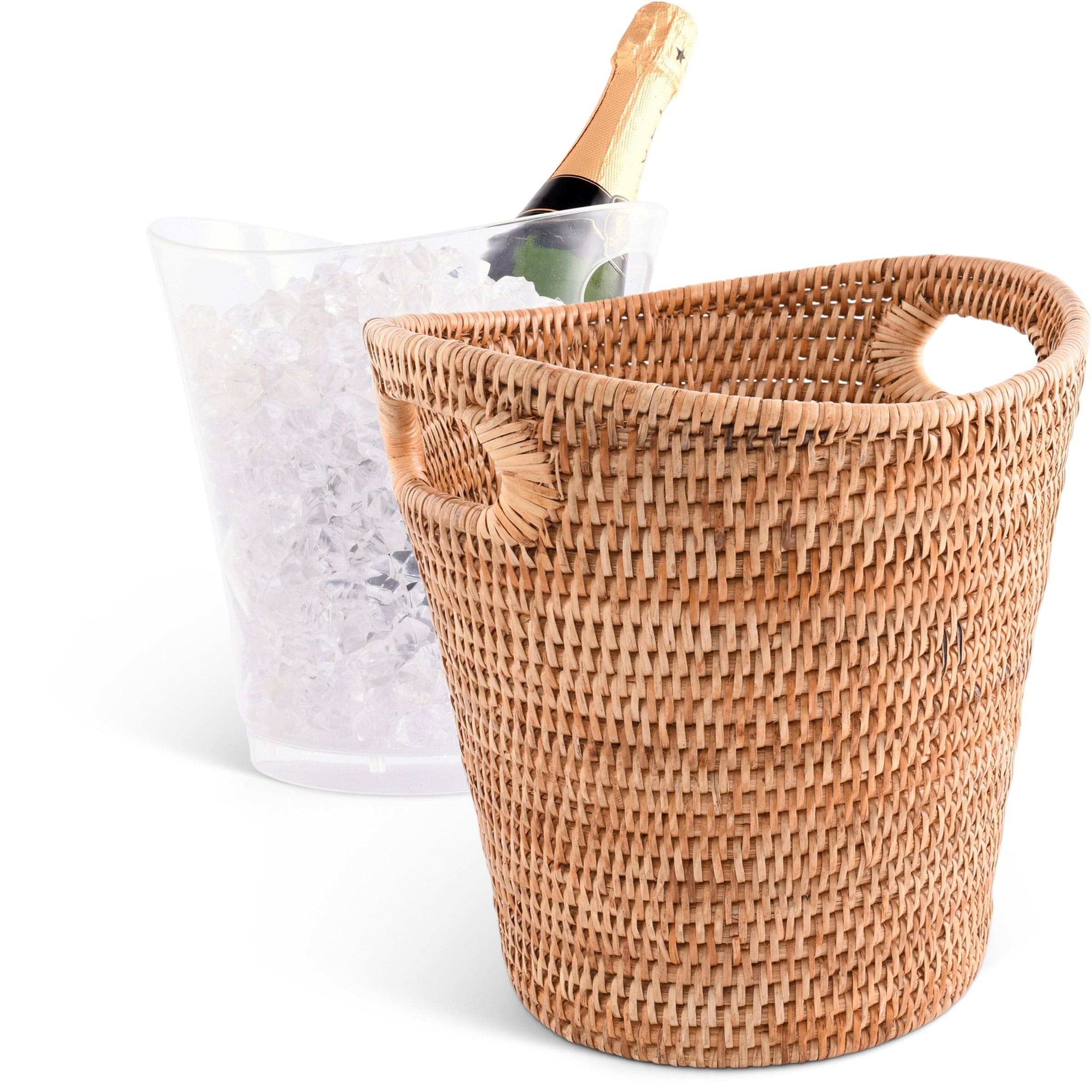 Handwoven Wicker Rattan Champagne Bucket