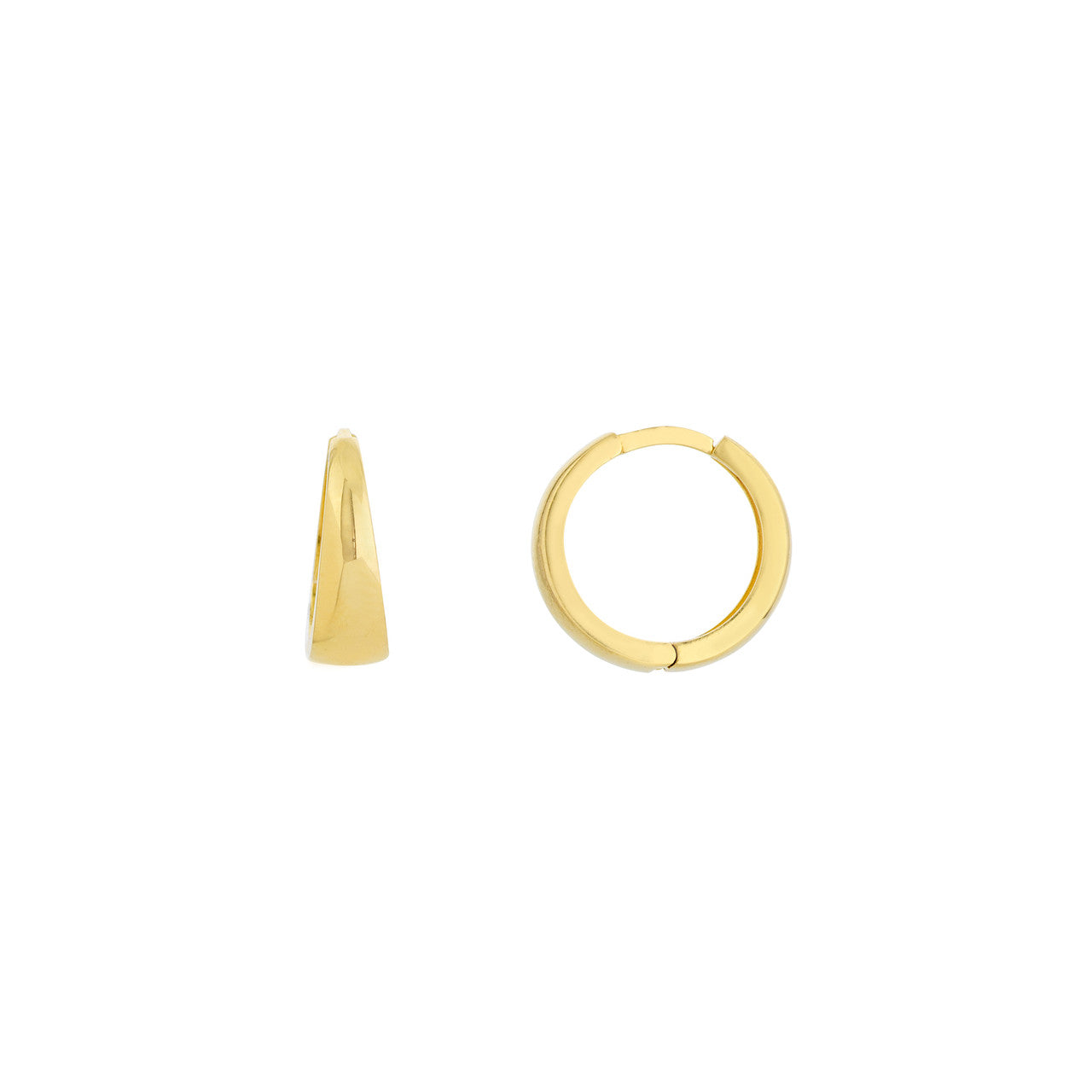 14K Yellow Gold Polished Tapered Huggie Earrings