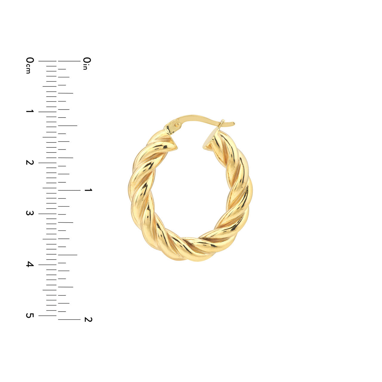 14K Yellow Gold Oval Rope Twist Hoop Earrings