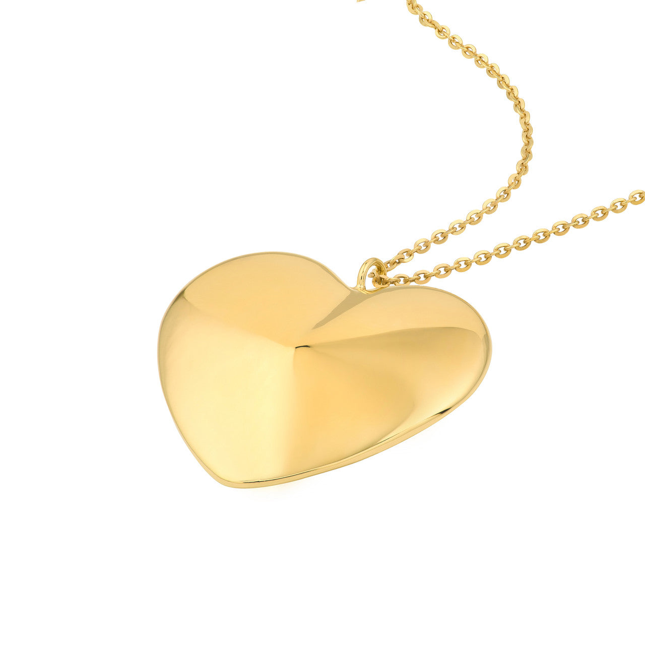 14K Yellow Gold Large Heart Pendant Necklace