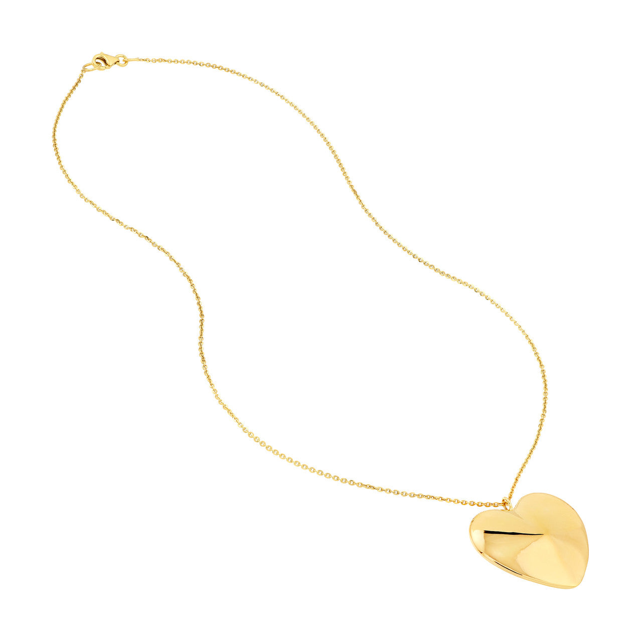 14K Yellow Gold Large Heart Pendant Necklace