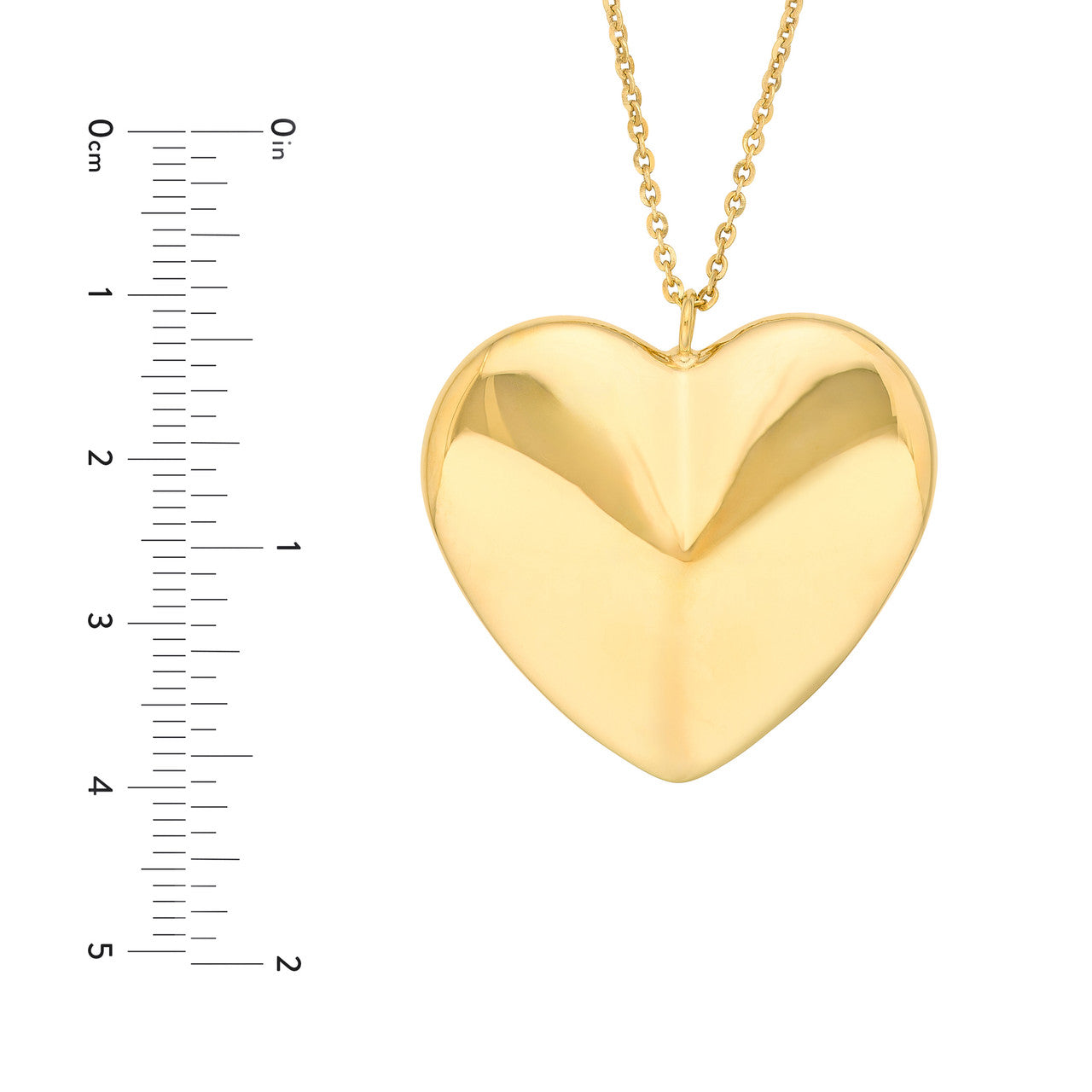 14K Yellow Gold Large Heart Pendant Necklace