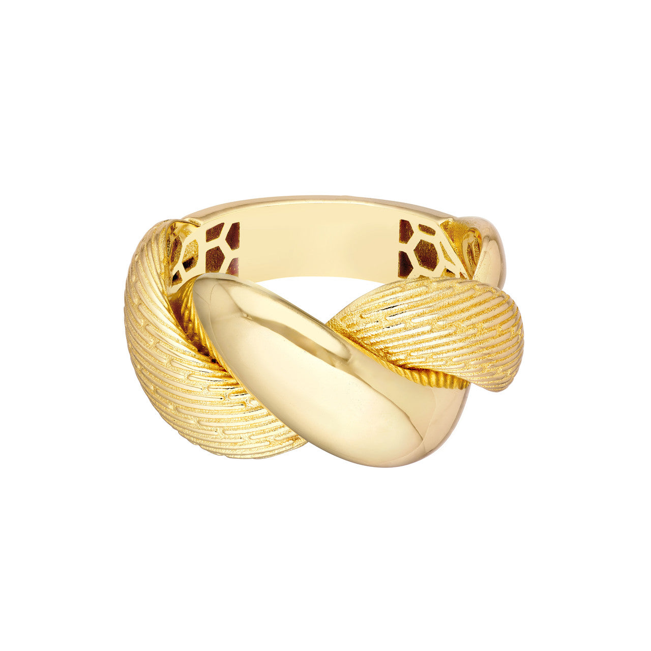 14K Yellow Gold Textured & Polished Twist Ring