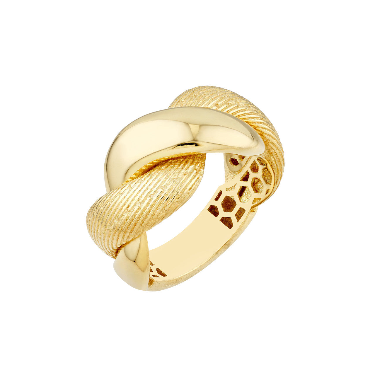 14K Yellow Gold Textured & Polished Twist Ring