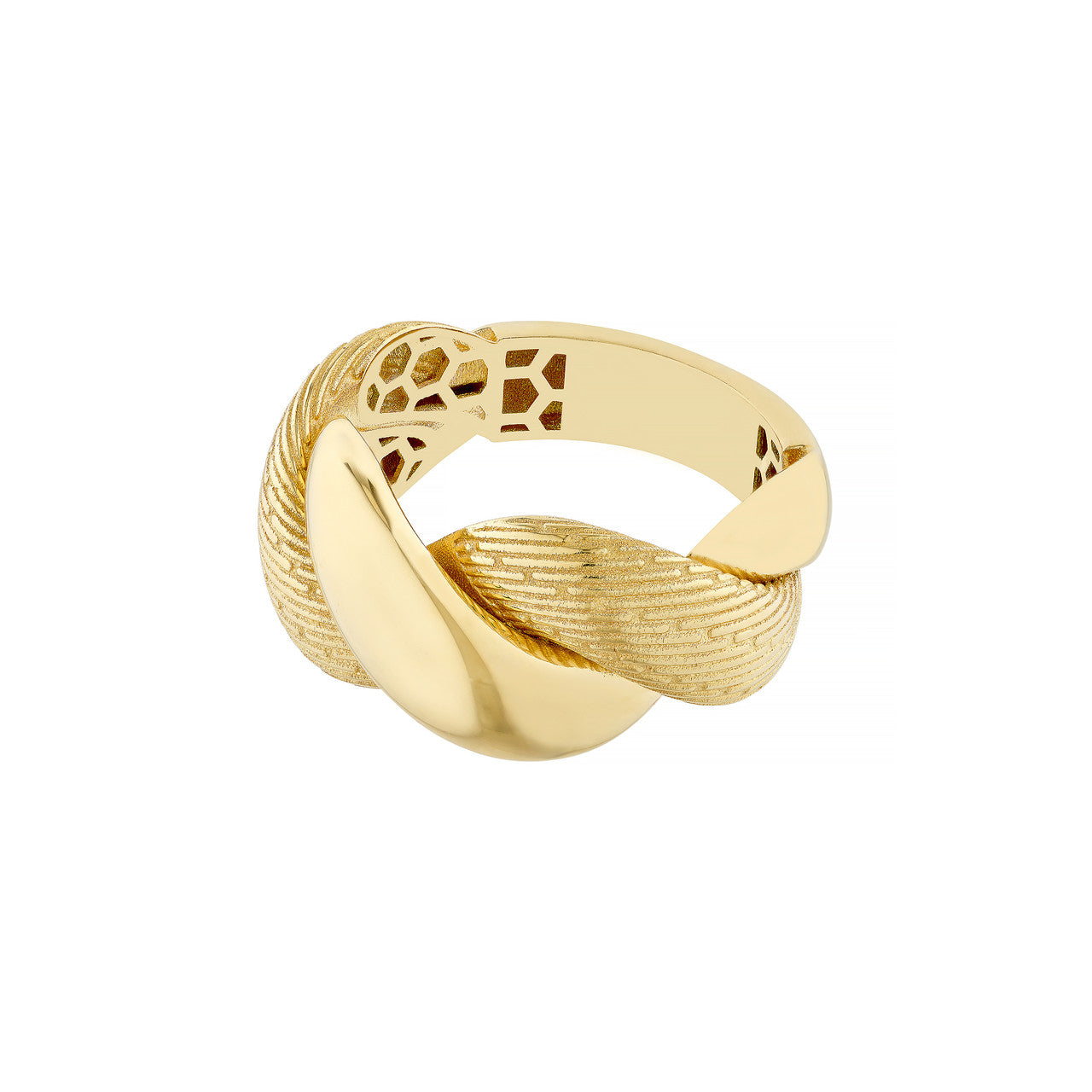 14K Yellow Gold Textured & Polished Twist Ring