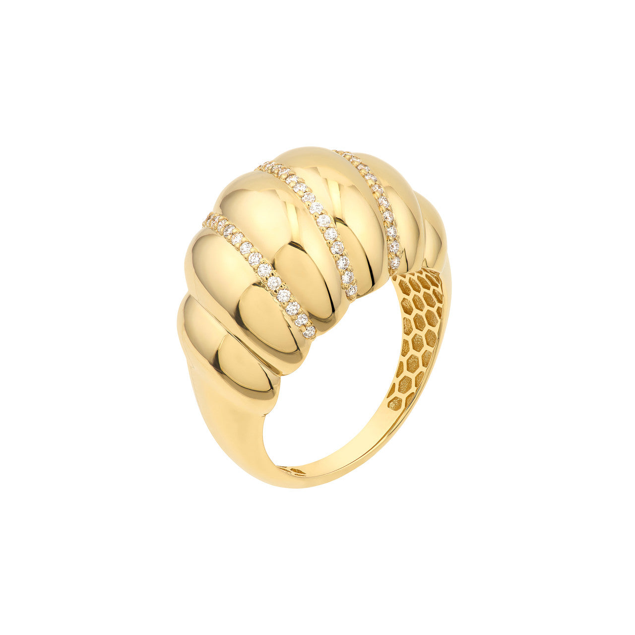 14K Yellow Gold Diamond Shrimp Ring