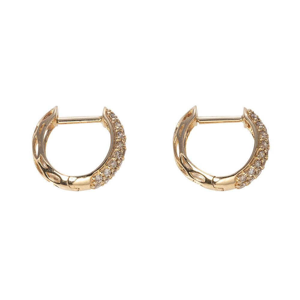 50ct Diamond Pavé 14k Yellow Gold Huggie Hoop Earrings