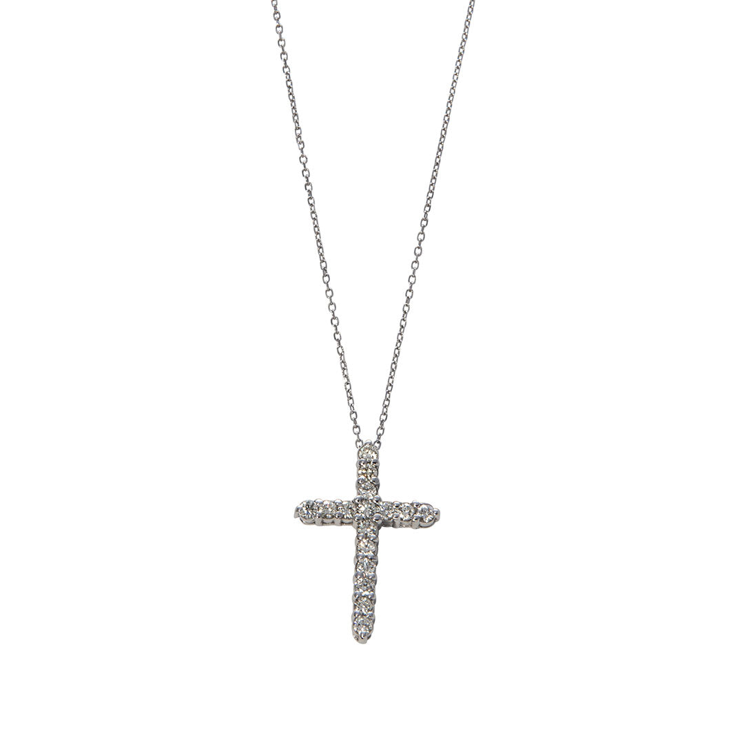 Diamond Cross 14K White Gold Pendant Necklace